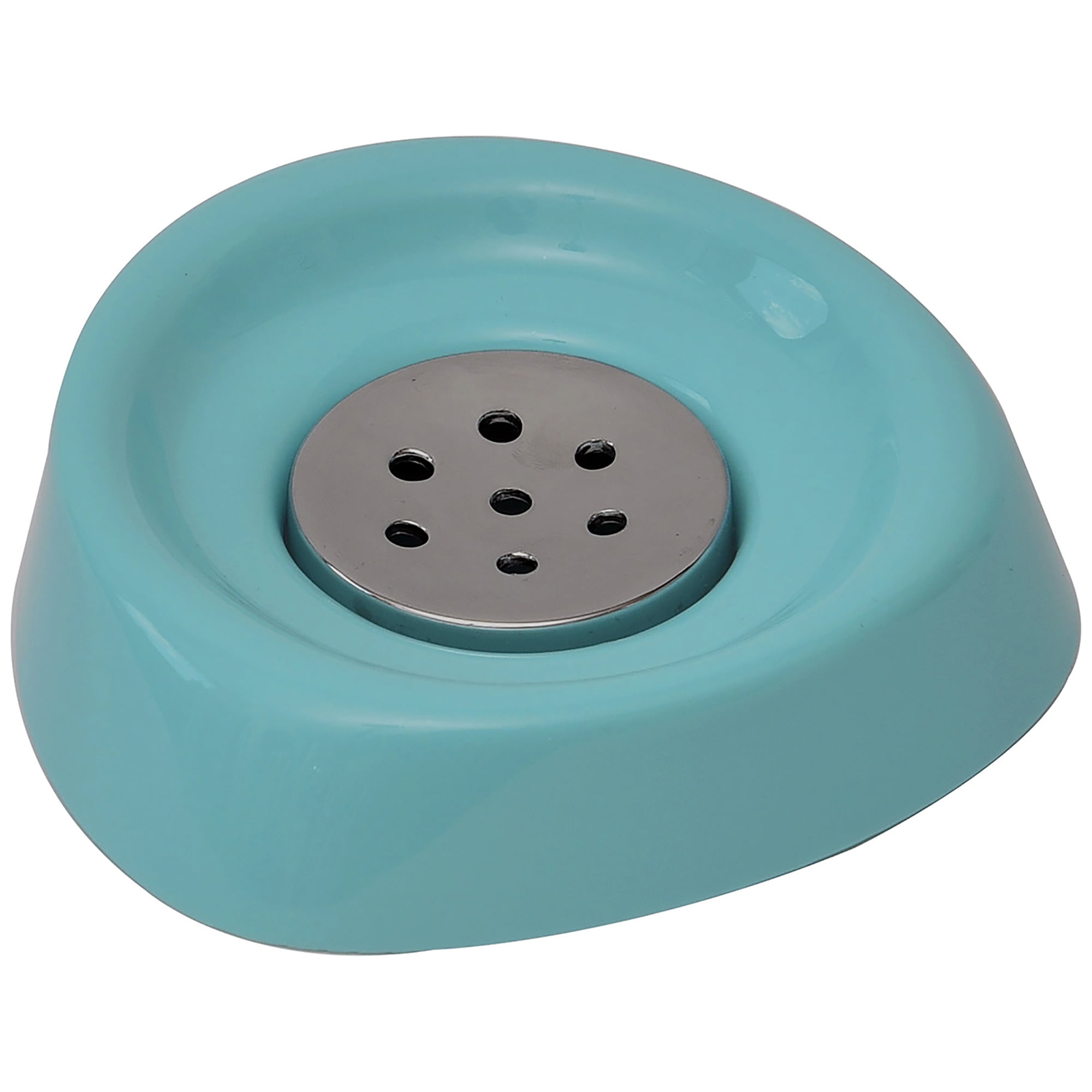 Aqua Blue Soap Dish Cup Holder Drain Plug Design