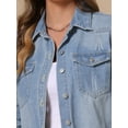 thumbnail image 5 of DARING DIVA Women's Frayed Hem Ripped Distressed Denim Jacket L Light Blue, 5 of 6