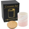 thumbnail image 2 of The Perfect Size Jar- 16oz 0.5L Ceramic Pink Marble Bamboo Lid Food Tea Coffee Kitchen Canister Storage, 2 of 3