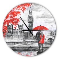 Designart 'Couples Walking in London ' Modern wall clock