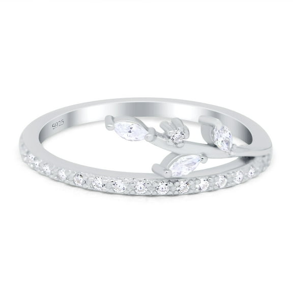 Simulated Cubic Zirconia Size-5 Half Eternity Fashion Ring Marquise 925 Sterling Silver