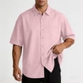 thumbnail image 5 of TKKCS Mens Casual Short Sleeve Button Down Shirts- Turndown Collar Daily Wear Loose Fit Lightweight Work Shirts Summer Shirts with Chest Pocket Pink Size 3XL, 5 of 8