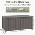 thumbnail image 2 of Bifanuo 130 Gallon Deck Box Lockable Resin Outdoor Storage Box Waterproof Outdoor Container for Patio Furniture Cushions, Pillow,Grey, 2 of 9