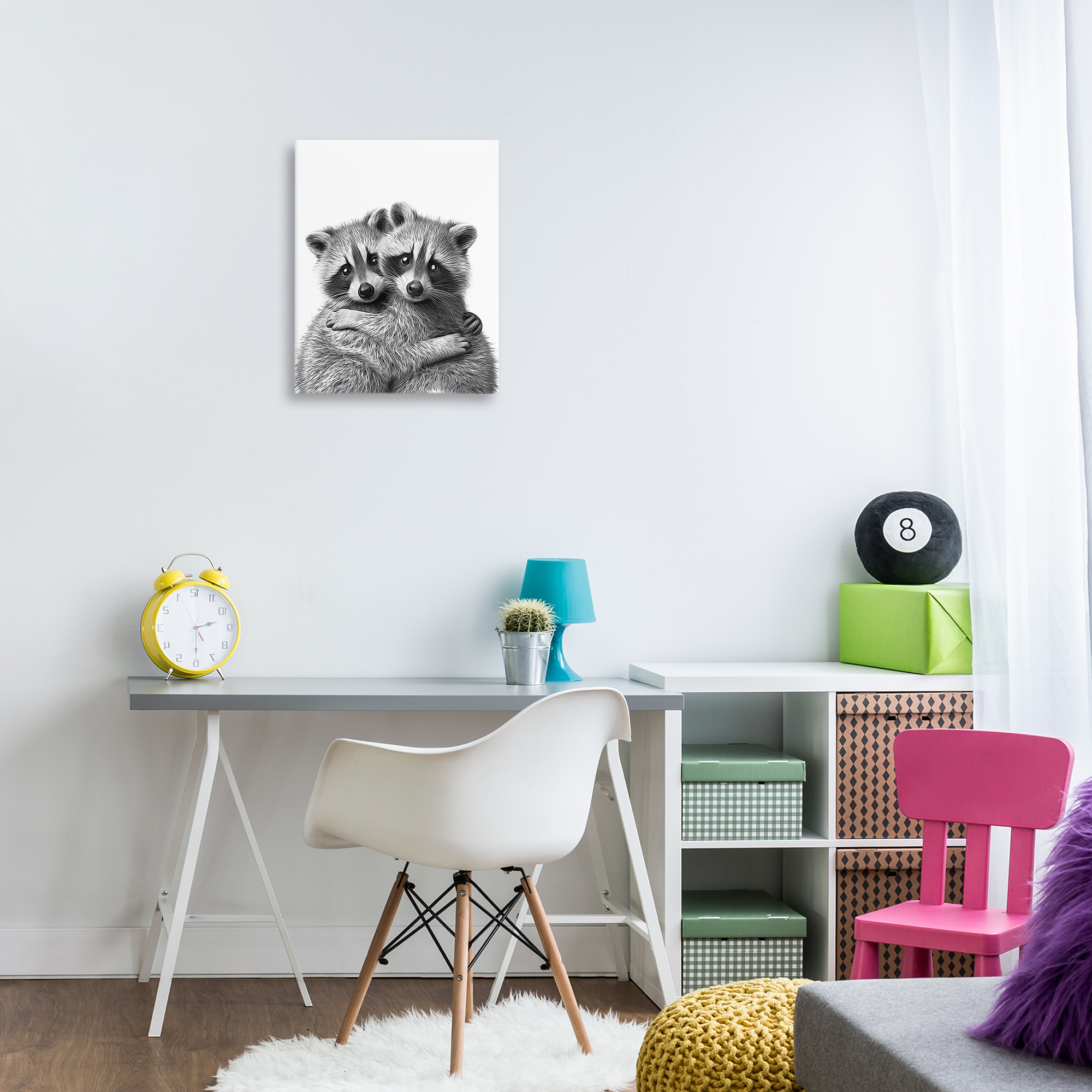 Stupell Industries Two Hugging Raccoons Animals & Insects Painting Gallery Wrapped Canvas Art Print Wall Art, 16 x 20
