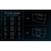 SC Aquariums 34 Gallon Rimless Aquarium, 24 x 18 x 18, 10mm Low Iron Glass, Center Overflow, Includes Complete Plumbing Kit