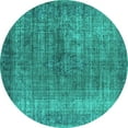 thumbnail image 1 of Ahgly Company Machine Washable Indoor Round Oriental Turquoise Blue Industrial Area Rugs, 7' Round, 1 of 4