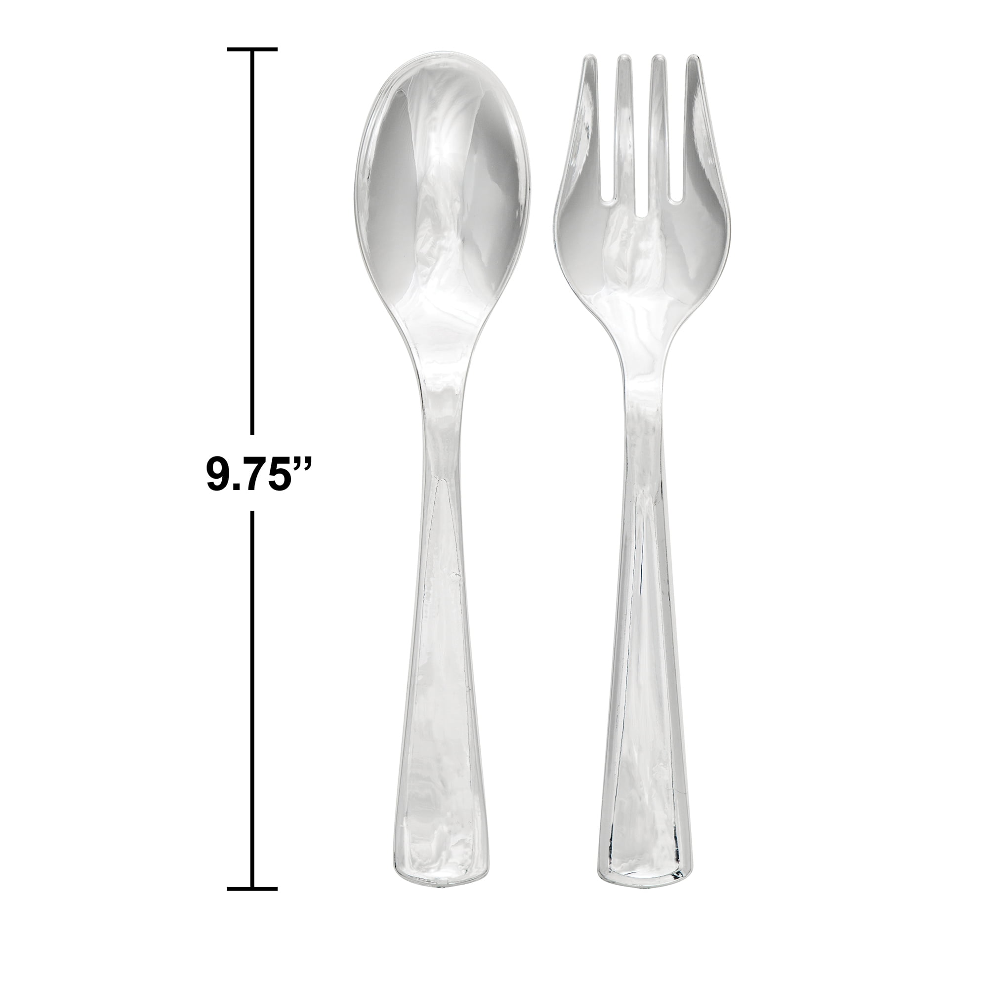 Silver Electroplated Serving Fork and Spoon Set 4 Count by Way to Celebrate