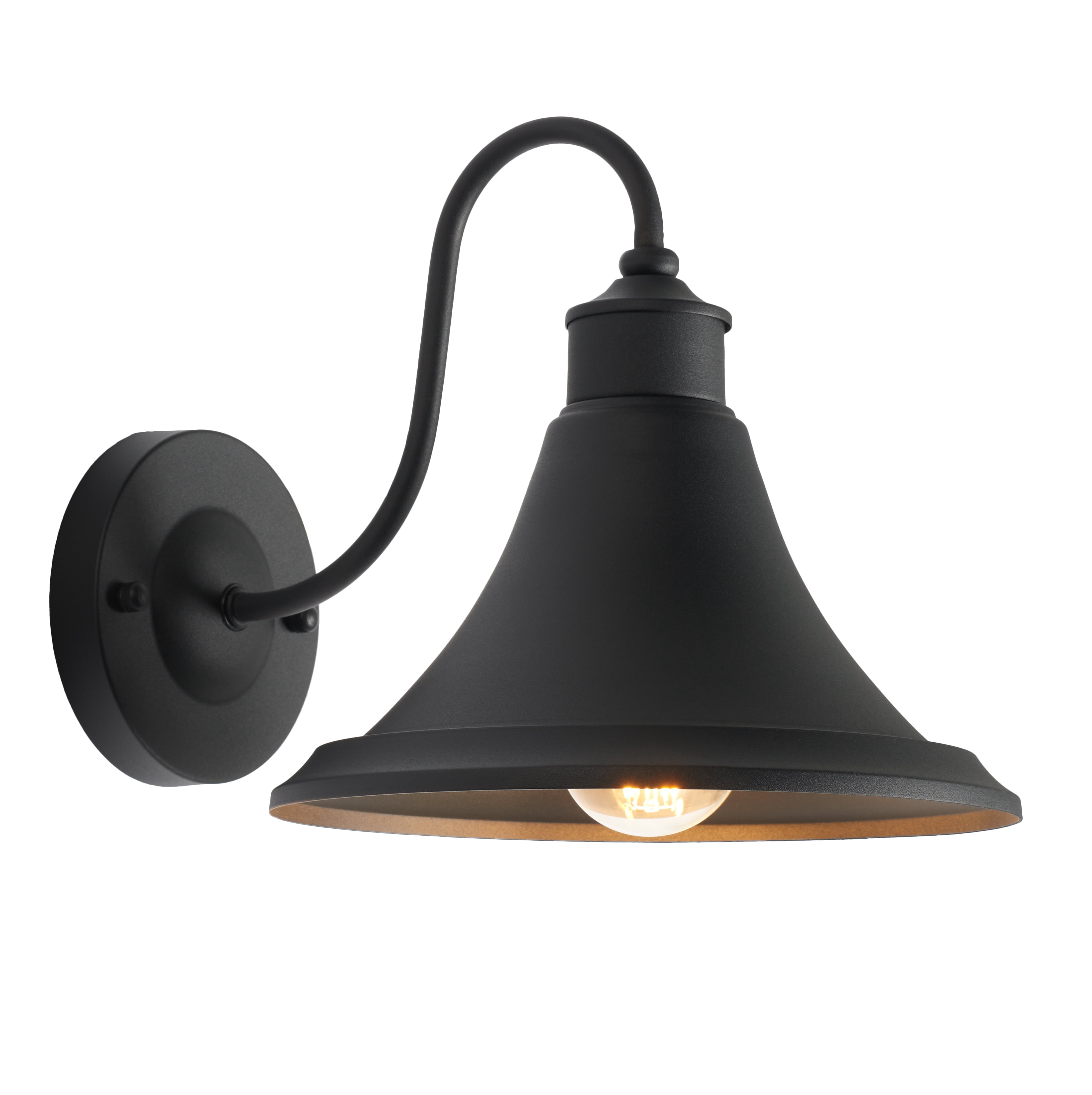 SAFAVIEH Graylyn 2-Light A19 Black Steel Wall Sconce with Black Shade, Set of 2