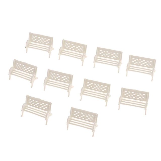 Baohd Train Railroad Diorama Park Bench for DIY Sand Table Model 1:75 white C