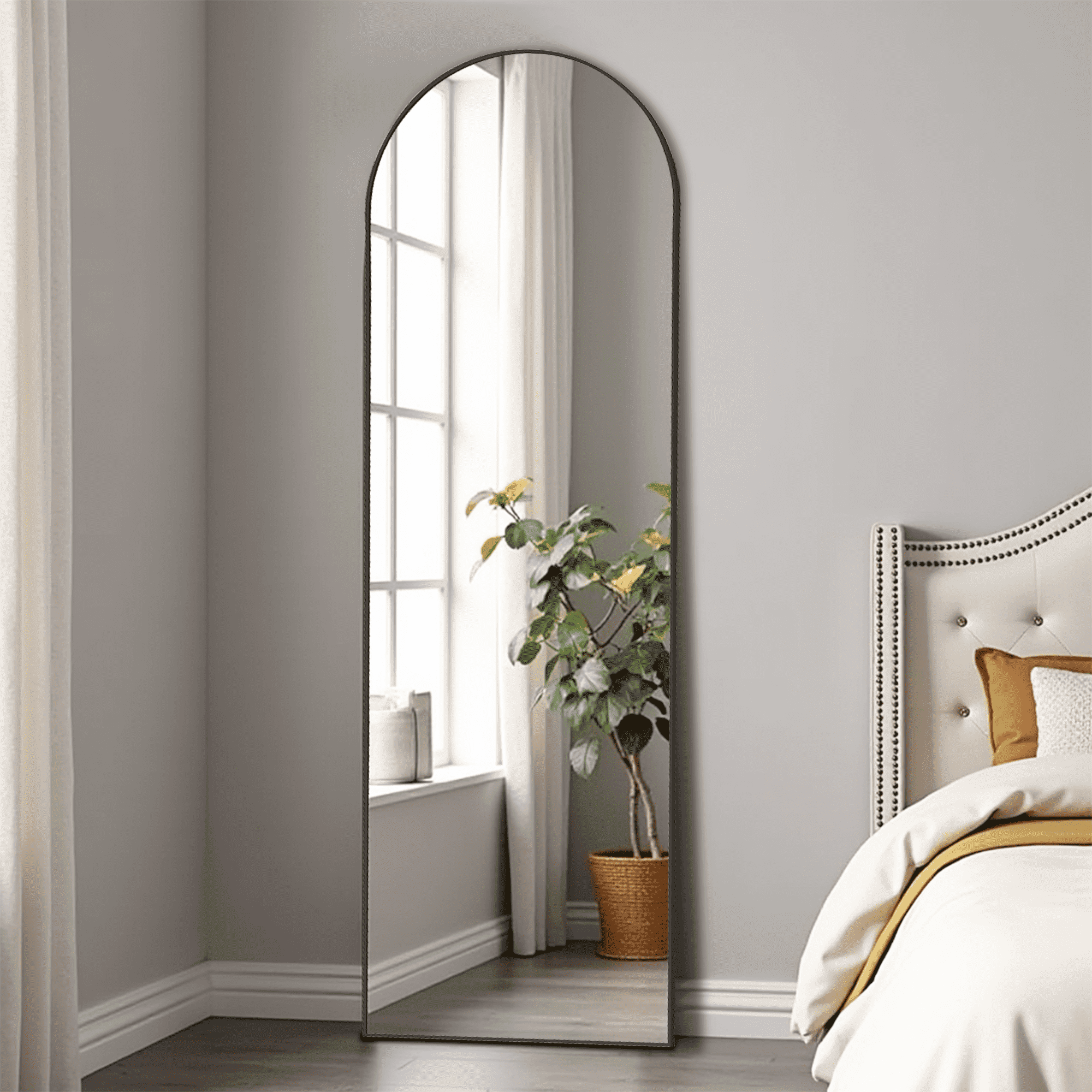 MAYEERTY Floor Standing Mirror, Wall Mirror with Stand Aluminum Alloy Thin Frame