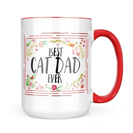 

Neonblond Happy Floral Border Cat Dad Mug gift for Coffee Tea lovers