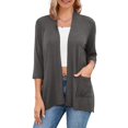thumbnail image 4 of Plus Size Cardigan for Women, Yigetop Womens Casual Lightweight Cardigans with Pockets 3/4 Sleeve Open Front Dusters Cardigan Sweaters for Women Grey S, 4 of 7
