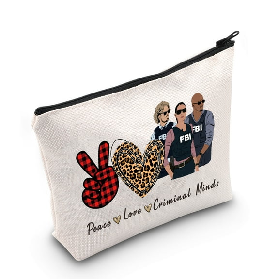 LEVLO Criminal  Inspired Cosmetic Make up Bag Criminal TV Show Fans Gift Peace Love Criminal Makeup Zipper Pouch Bag For Women Girls