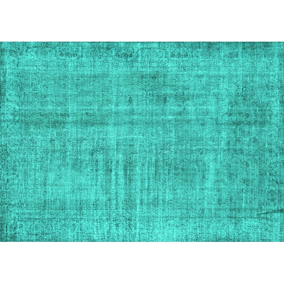 Ahgly Company Indoor Rectangle Persian Turquoise Blue Traditional Area Rugs, 7' x 9'