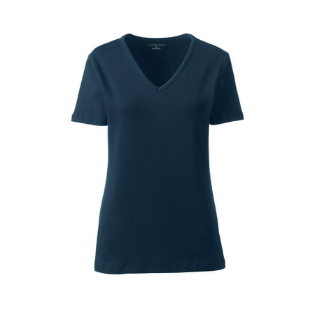 Women's Short Sleeve Shaped 1x1 Rib V-Neck T-Shirt