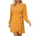 thumbnail image 1 of Robe d'Été Unie pour Femmes - Manches Élégantes et Ourlet à Revers, 1 of 8