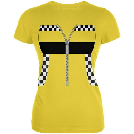 Halloween Taxi Driver Costume Cab Juniors Soft T Shirt Bright Yellow LG