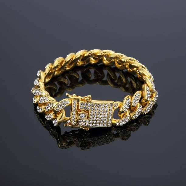 Pulsera de lujo con diamantes de imitación para hombre y mujer, brazalete de estilo hip hop con eslabones cubanos, diseño Simple, joyería ostentosa Fivean unisex
