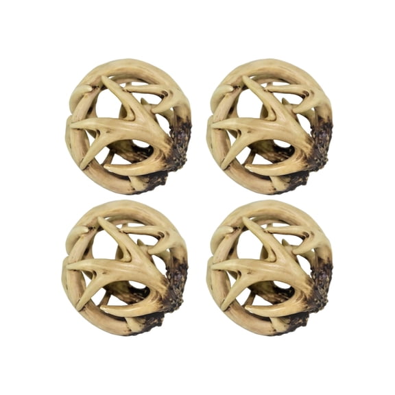 4 Decorative Balls Entwined Spherical Rattan Faux Deer Antler Ball Lodge Cabin