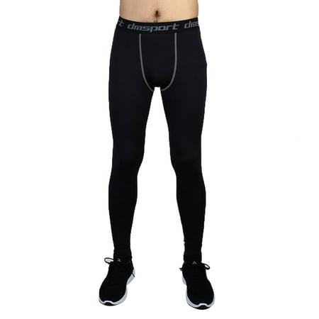 Men Sports Compression Base Layer Tights Running Long Pants Black