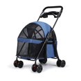 thumbnail image 2 of Tereitr Pet Stroller for Small Dogs & Cats, 4 Wheel Outdoor Travel Folding Dog Stroller with Cup Holder, Visible Mesh Windows, Rear Wheel Brakes, Pets Up to 33 lbs, Blue, 2 of 9