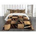 thumbnail image 3 of Ambesonne Savannah Quilted Bedspread Set 3 Pcs, Earthy Wildlife Patchwork, King Size, Black and Brown, 3 of 5