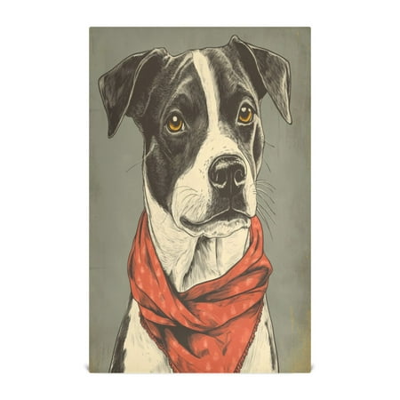 

WOBOGO Dog with Red Scarf Kitchen Towel 6 Piece Large Cotton Dishcloth Premium Absorbency Set with Hanging Loop
