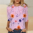 thumbnail image 2 of VBTAPA 3/4 Length Sleeve Womens Tops Casual Loose Fit Crewneck T Shirts Plus Size Spring Summer Tees Multicolor S, 2 of 6