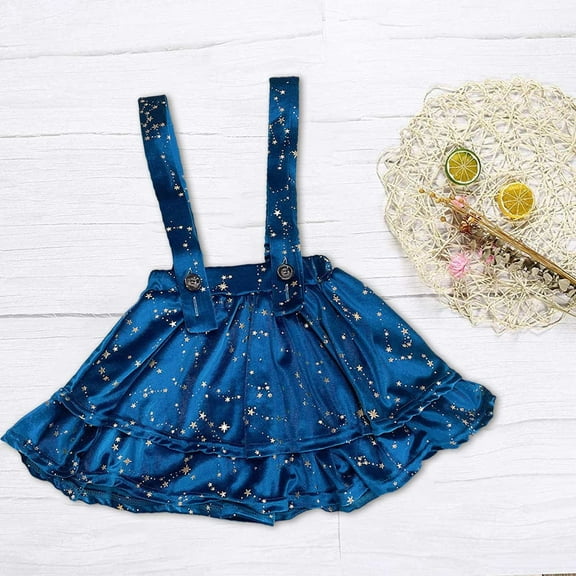 XIMIN Toddler Baby Girl's Double Suspender Skirt Velvet Short Skirt Kids Velvet Star Suspender Casual Comfy Skirt for Little Cute Girls (6Months, Blue)