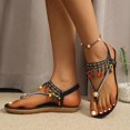 thumbnail image 2 of Wensltd Beach Flat Flip Flop for Women Bohemian Sandals Casual Summer Outdoor Vacation Daily Walking Shoes Black, 2 of 9