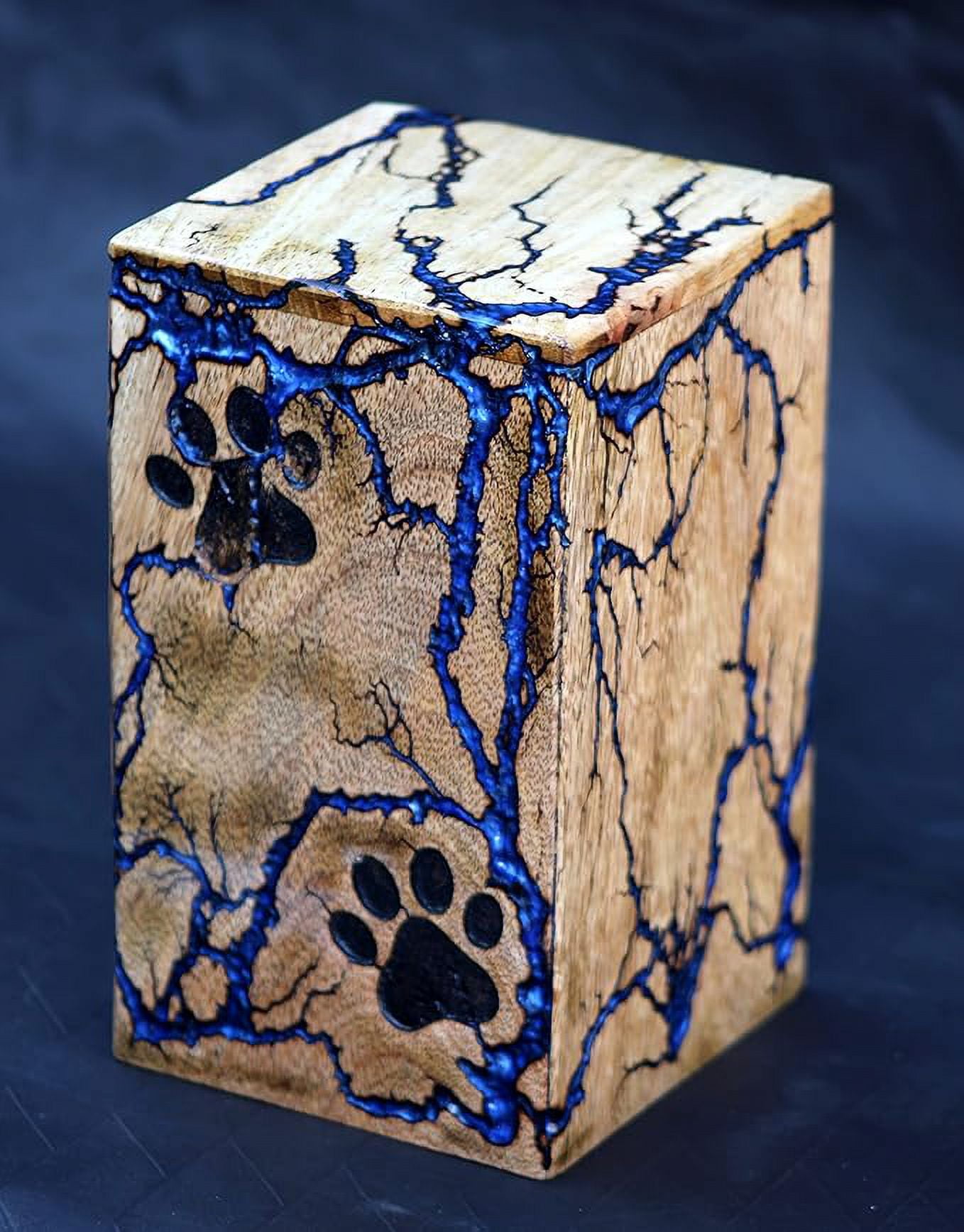 Pet Memorial Urns for Dog or Cat Ashes, Large Wooden Funeral Cremation Urns with Lichtenberg Design - Memorial Keepsake Memory Box for Pet Ashes (M(9.5X5.5) 172 Cu Inches)