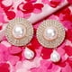 thumbnail image 5 of HomeKingdee Diamond Inlaid Pearl Heart Earrings - Simple Elegant French Style Ear Studs for Women and Girls Daily Wear Party Occasion, 5 of 7