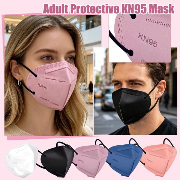 Kn95 Face Masks Black Disposable Face Masks, 50 Pack Black Face Masks Disposable Masks for Adults, Breathable Face Masks Bulk for Everyday Indoor and Outdoor Use