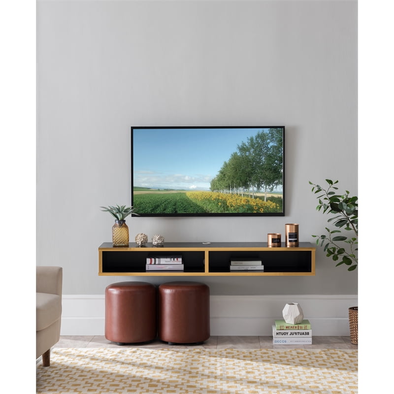 Bowery Hill Wood Wall Mounted Floating, Floating Shelves Under Wall Mounted Tv