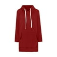 thumbnail image 3 of Women's Oversized Fleece Sweatshirts Long Sleeve Split Hem Casual Pullover Hoodie Dress with Kangaroo Pocket, 3 of 4