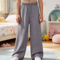 thumbnail image 2 of SGFCWSX Girls Wide Leg Pants Loose Casual Relaxed Fit Elastic Waist Fall Lounge Trousers Gray Size 9, 2 of 7
