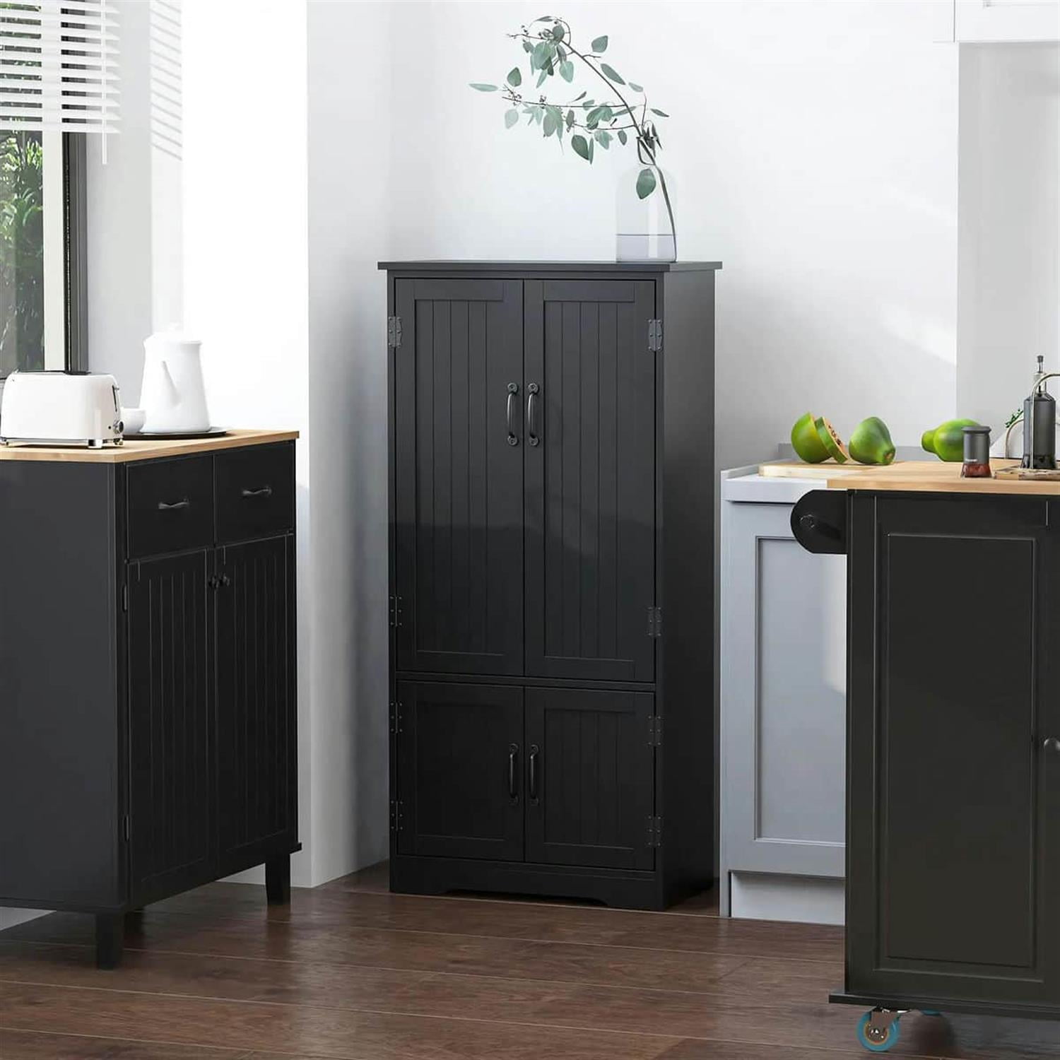 Demi Bonn 48" Modular Storage Cabinet with 2 Sliding Doors, Spacious Shelving for Kitchen Pantry, Easy Assembly, Black