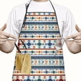 thumbnail image 2 of Blue and Orange Geometric Boho Pattern Apron-Garden Aprons for Women with Pockets-Cotton Linen Waterproof Kitchen Cooking Gardening Aprons Adjustable for Kitchen,Cooking,BBQ and Salon 33x27 Inch, 2 of 7