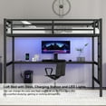 thumbnail image 6 of Bellemave Full Size Loft Bed with Desk and LED Light, Heavy Duty Metal Loft Bed Frame with Power Outlet, Loft Bed Full with Safety Guard & Ladder, Space-Saving, Noise Free, Black, 6 of 10
