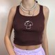 thumbnail image 5 of Gibobby Estampado recortado Top corto Camisole Tank Blusa Mini Slim Mujer Blusa de mujer(Marrón,G), 5 of 5