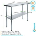 thumbnail image 3 of 18" x 48" Stainless Steel Work Table with Undershelf Food Prep NSF Utility Work Station, 3 of 9