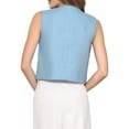 thumbnail image 3 of INSPIRE CHIC Women's Tweed Vest Sleeveless Button Down Business Casual Waistcoat S Light Blue, 3 of 5