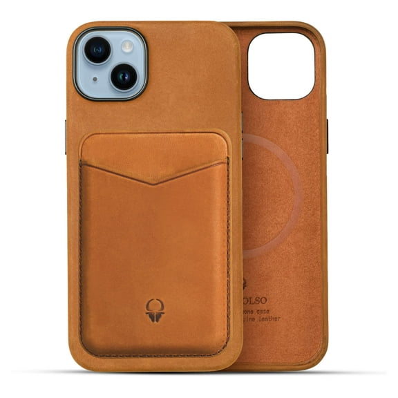 DONBOLSO Vintage Brown Leather iPhone 14 Max Case - MagSafe Compatible - Lip Screen Protection - Soft Grip - Strong Magnetic Closure