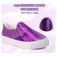 thumbnail image 3 of Toddler Girls Canvas Sneakers Loafer Shoes Slip On Little Kids Sequins Glimmer Glitter Sparkle Low Top Non Slip Rubber Sole Lightweight Breathable Walking Outdoor Fashion Casual Purple Size 12, 3 of 6