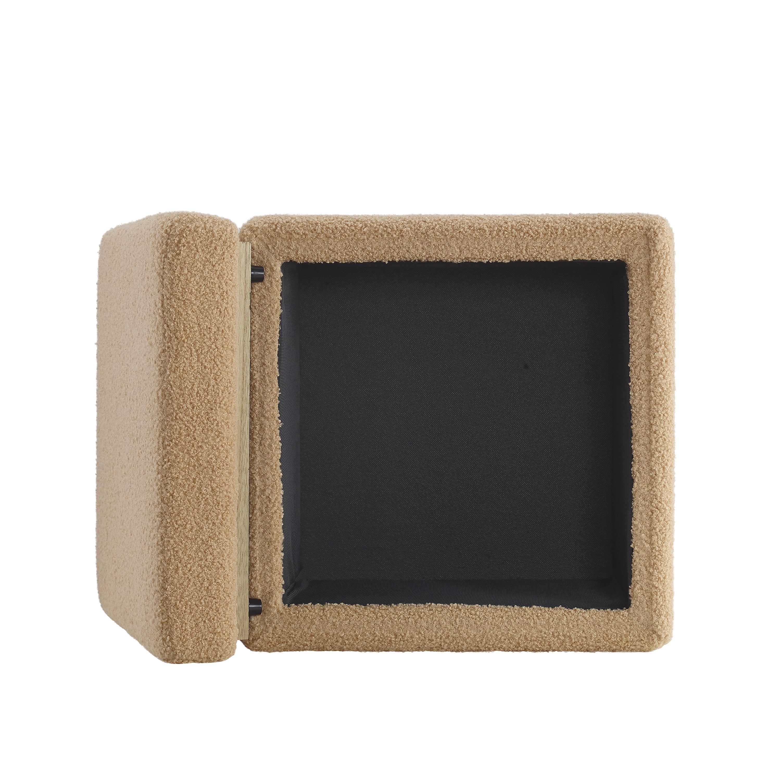 Linon Elta Square Storage Ottoman, Tan Sherpa