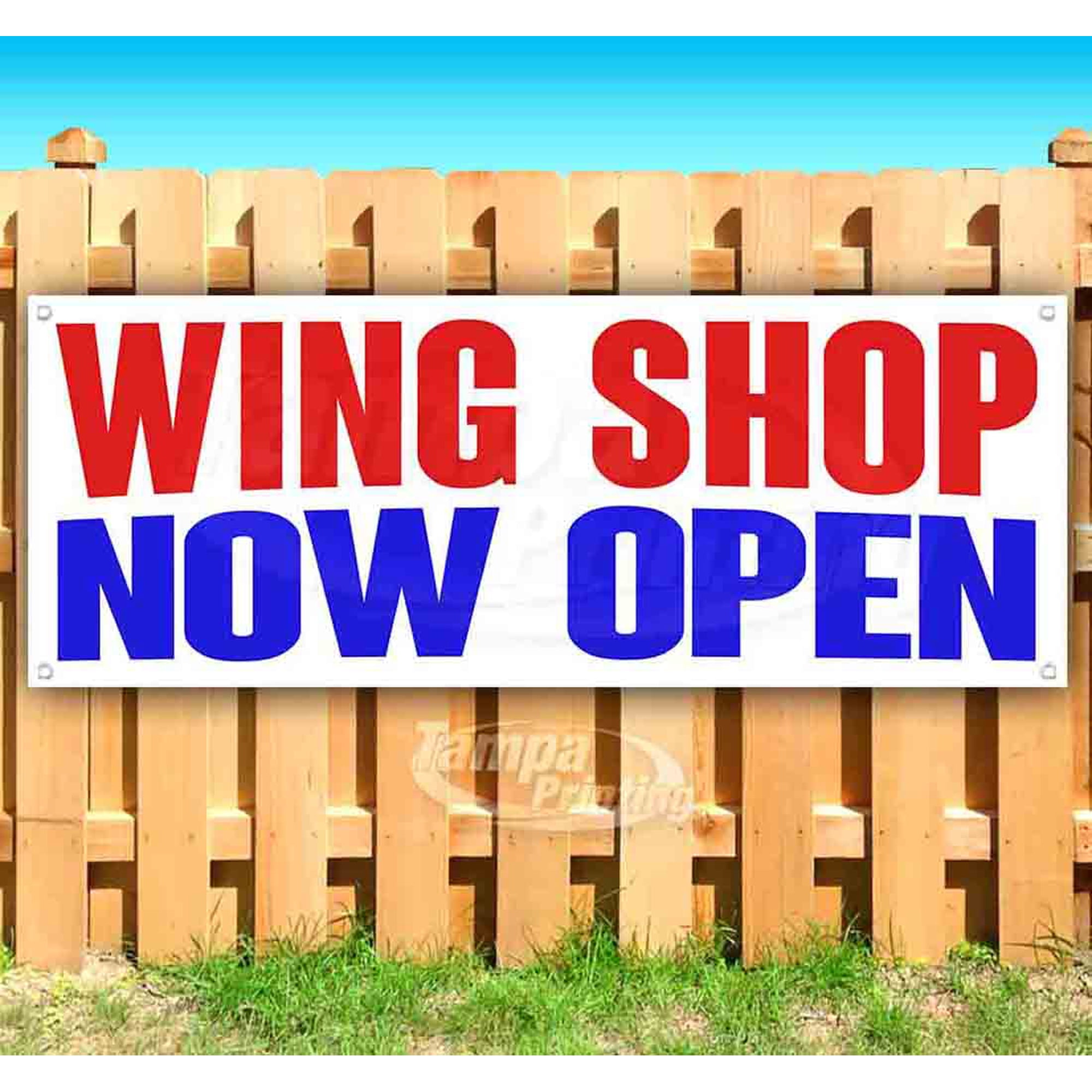 Wing Shop Now Open 13 oz Vinyl Banner With Metal Grommets
