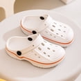 thumbnail image 6 of XIYON Kids Boys Girls Summer Slippers Soft Sole Non Slip Closed Toe Hollow Out Solid Color Lightweight Breathable Shoes For Casual Daily Wear,White,6-7 Years, 6 of 7