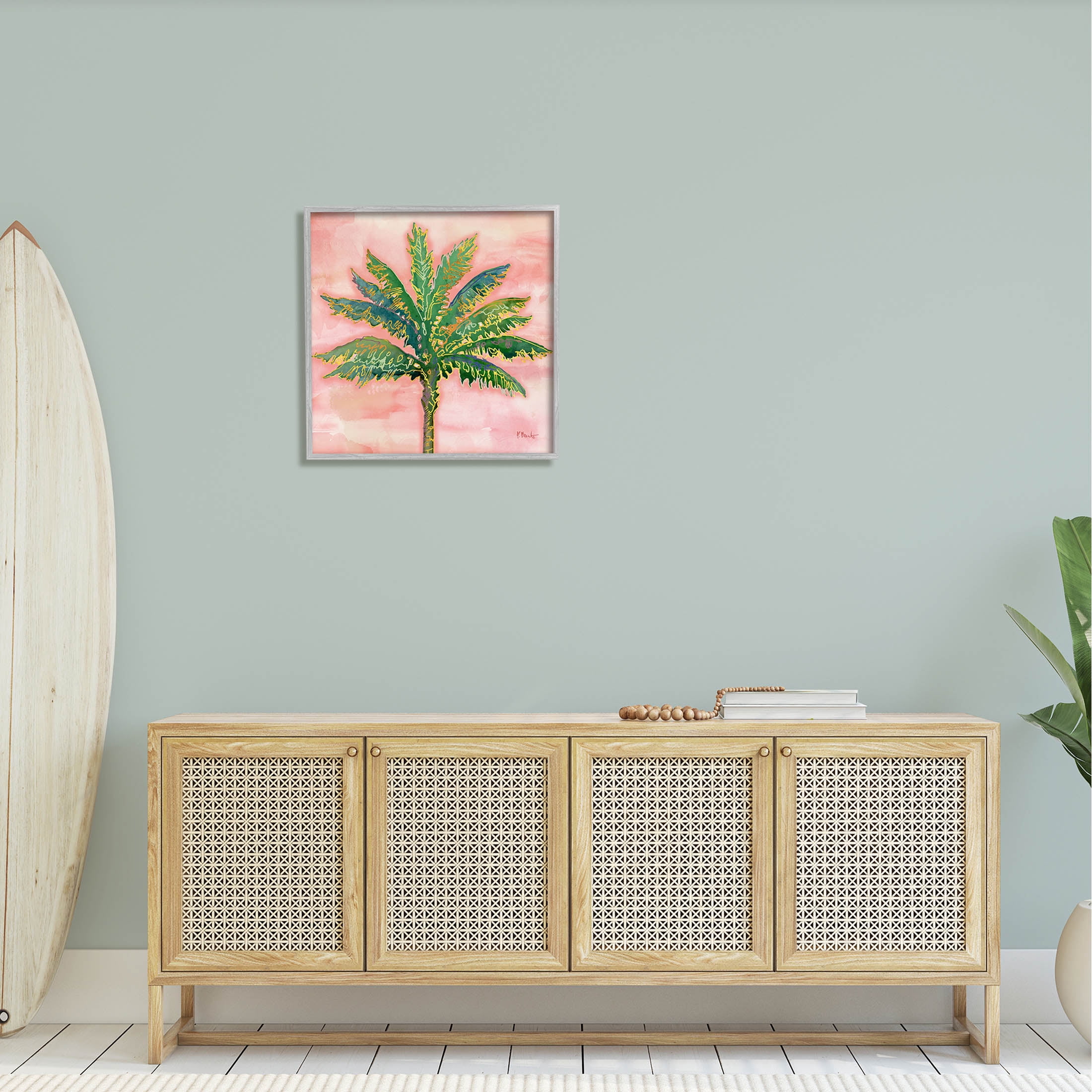 Sunset Palm Tree Glam Detail Botanical & Floral Graphic Art Gray Framed Art Print Wall Art