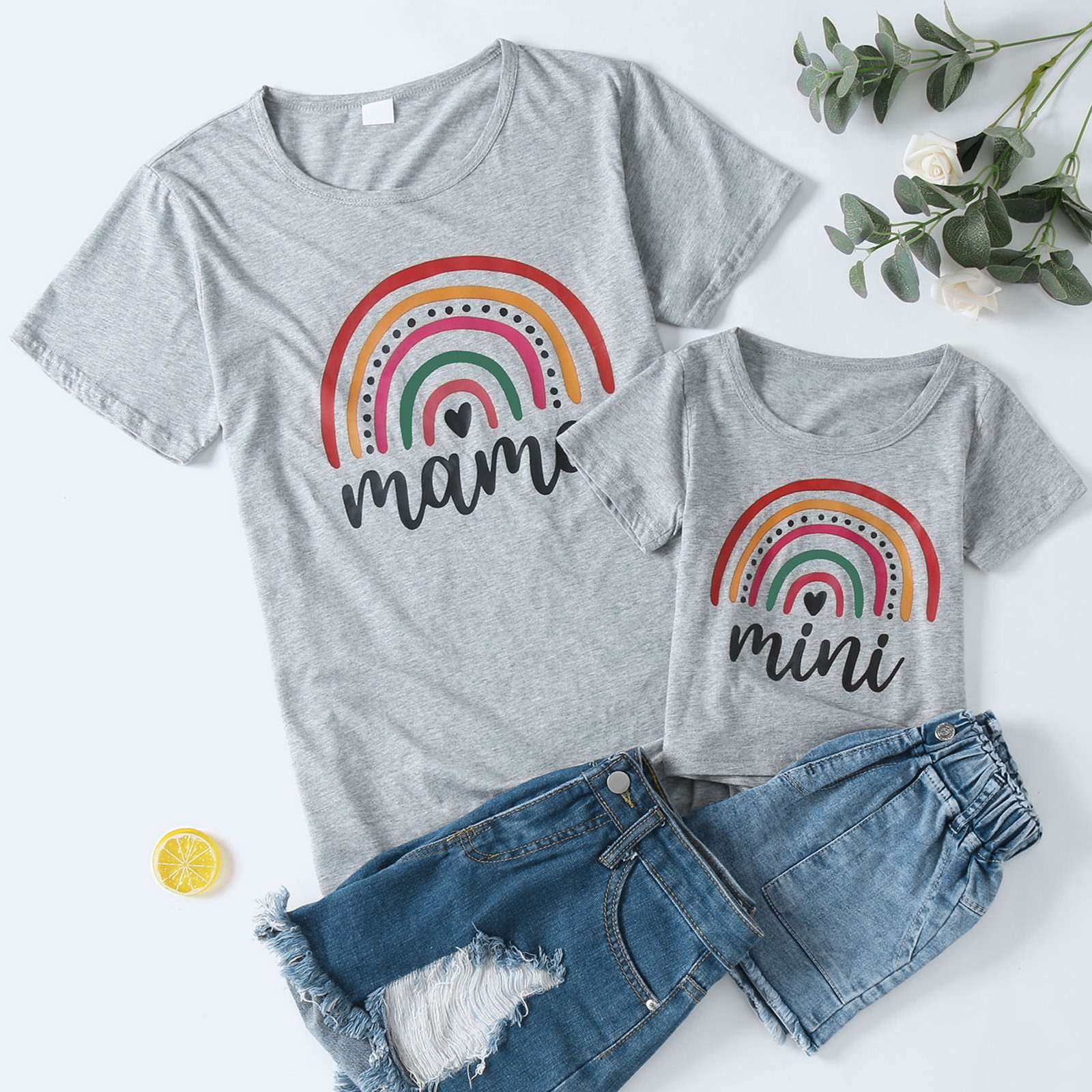 TAIAOJING Mommy and Me Outfits T Short Tops And Blouse Casual Kids Me Summer Clothes Shirt Outfits Sleeve Family Baby Mommy For Toddler Rainbow Tee Girls Girls Tops 2-3 Years - image 2 of 9