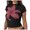 Black, variant on HOWPAY Women T Shirt Floral Print Vintage Boho Tee Tops Summer Loose Fit Short Sleeve Crew Neck T-Shirt Oversized Cozy Y2K Streetwear Black L
